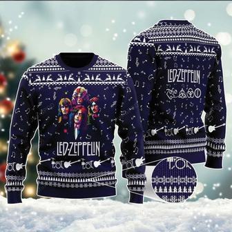 Led Zeppelin Ugly Christmas Sweater, Led Zeppelin Tour Sweatshirt, English Rock Band | Favorety CA