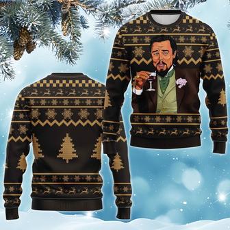 Leo Meme Ugly Xmas Sweater, Leo-nardo Dica-prio Laughing Meme All Over Print Sweatshirt | Favorety UK