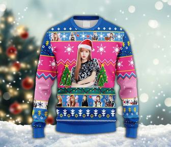 Lisa Black Pink Ugly Christmas Sweater, Born Pink World Tour Sweatshirt, Kpop Girl Group All Over Print Sweater | Favorety