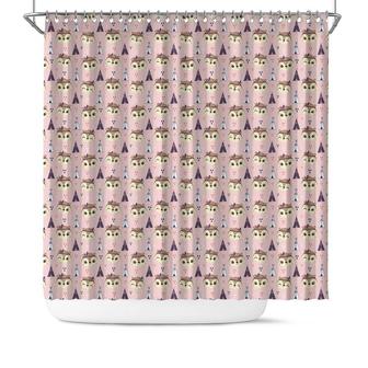 Little Squirrel Jungle Pattern Pink Color Boho Shower Curtain - Seseable
