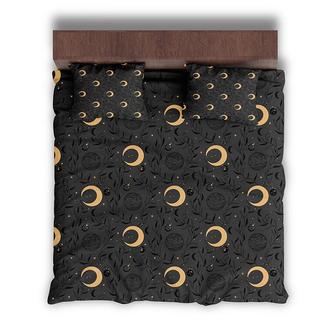 Magical Space Moon And Planet Minimalist Celestial Boho 3 Pieces Bedding Set - Seseable