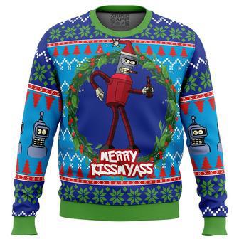 Merry Kissmyass Futurama Ugly Christmas Sweater, Ugly Christmas Sweater For Men Women | Favorety CA