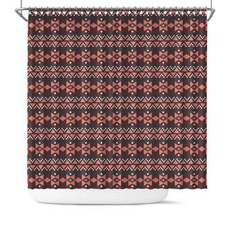 Mid Century Geometric Pattern Abstract Boho Shower Curtain - Seseable