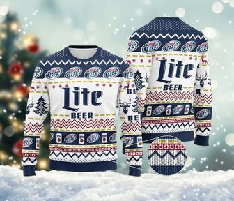 Mil-ler Lite Beer Ugly Christmas Sweater, Beer Logo Ugly Sweater, Mil-ler Lite All Over Print Sweatshirt | Favorety AU