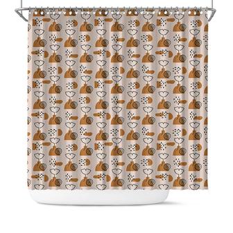 Minimalist Seed Drawing Abstract Boho Seamless Pattern Shower Curtain - Seseable