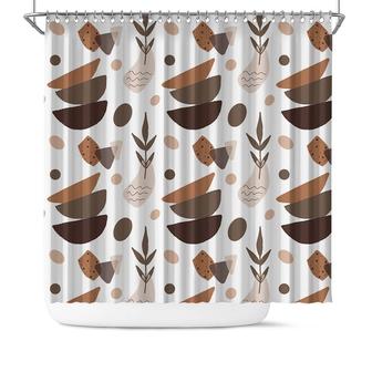 Minimalist Style Brown Color Abstract Boho Seamless Pattern Shower Curtain | Seseable CA