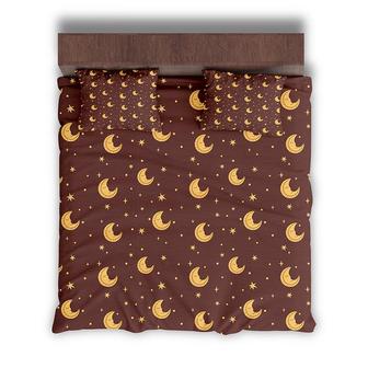 Moon Sleeping Night Pattern Home Decor Celestial Boho 3 Pieces Bedding Set - Seseable