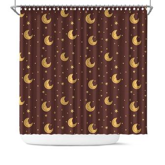 Moon Sleeping Night Pattern Home Decor Celestial Boho Shower Curtain - Seseable