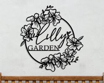 Your Name Metal Hanging Garden Sign, Custom Garden Wall Art, Personalized Gift, Outdoor Custom Decor - Thegiftio UK