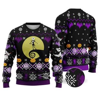 Nightmare Before Christmas Ugly Christmas Sweater, Jack Skellington and Sally Ugly Christmas Sweatshirt - Thegiftio UK