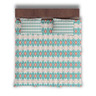 Oval Shape Boho Tribal Pattern Minimalist Color Boho Housewarming 3 Pieces Bedding Set - Seseable