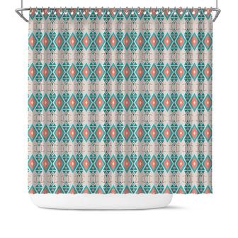 Oval Shape Boho Tribal Pattern Minimalist Color Boho Housewarming Shower Curtain | Seseable CA