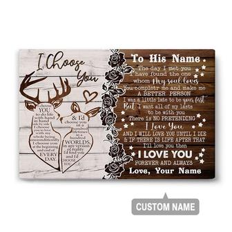 Custom I Choose You Deer Canvas | Custom Name | Gifts For Couple | Personalized Anniversary Canvas | Seseable CA