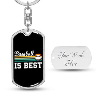 Custom Vintage Baseball Is Best Keychain with Back Engraving | Birthday Gifts For Baseball Lover | Personalized Baseball Dog Tag Keychain - Seseable