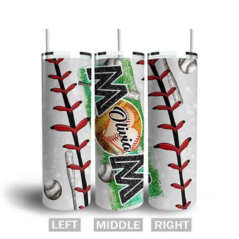 Custom Baseball Mom Stitches Tumbler | Custom Name | Gifts For Baseball Mom | Personalized Baseball Mom Skinny Tumbler | Seseable CA