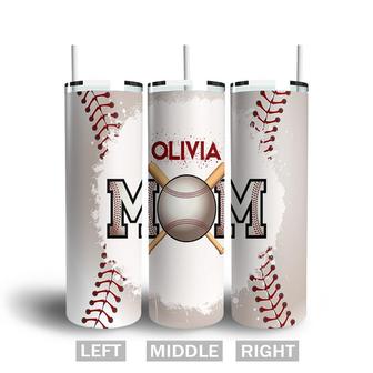 Custom Baseball Red Stitches Tumbler | Custom Name | Gifts For Baseball Mom | Personalized Baseball Mom Skinny Tumbler | Seseable CA