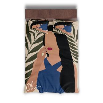 Custom Africa Woman Boho Art Bedding Set, Custom Name, Boho Style Gift, Personalized Boho 3 Pieces Bedding Set - Seseable