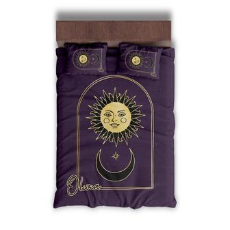 Custom Bohemian Sun And Moon Bedding Set, Custom Name, Boho Idea, Personalized Boho 3 Pieces Bedding Set - Seseable