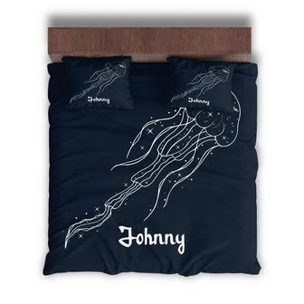 Custom Boho Animal Jellyfish Bedding Set, Custom Name, Boho Celestial, Personalized Boho 3 Pieces Bedding Set | Seseable UK