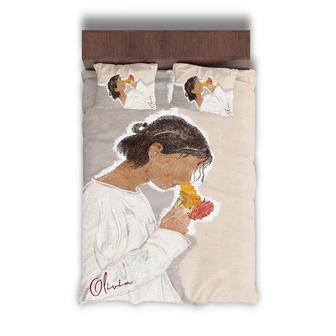 Custom Boho Girl Watercolor Bedding Set, Custom Name, Bohemian, Personalized Boho 3 Pieces Bedding Set - Seseable