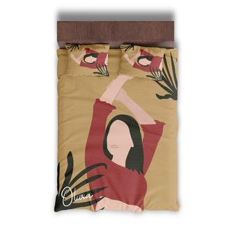 Custom Boho Woman Vector Bedding Set, Custom Name, Boho Woman Gift, Personalized Boho 3 Pieces Bedding Set - Seseable
