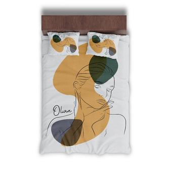Custom Colorful Woman Bedding Set, Custom Name, Bohemian, Personalized Boho 3 Pieces Bedding Set - Seseable