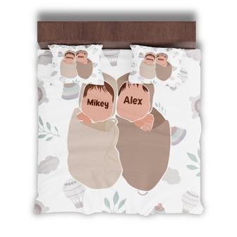 Custom Cute Boho Baby Couple Bedding Set, Custom Name, Gift For Baby, Personalized Boho 3 Pieces Bedding Set - Seseable