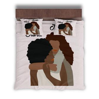 Custom Cute Mom And Daughter Bedding Set, Custom Name, Simple Boho, Personalized Boho 3 Pieces Bedding Set - Seseable