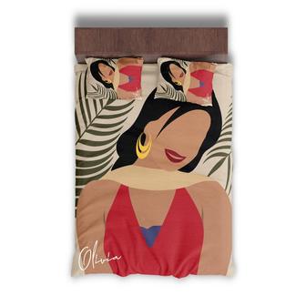 Custom Ethnic Boho Woman Bedding Set, Custom Name, Bohemian Lady, Personalized Boho 3 Pieces Bedding Set - Seseable