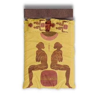 Custom Female Body Bohemian Bedding Set, Custom Name, Abstract Boho, Personalized Boho 3 Pieces Bedding Set - Seseable