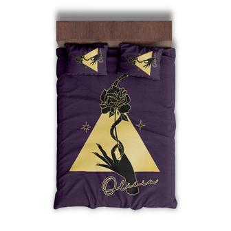 Custom Golden Hand Flowers Bedding Set, Custom Name, Magic Boho Gift, Personalized Boho 3 Pieces Bedding Set - Seseable