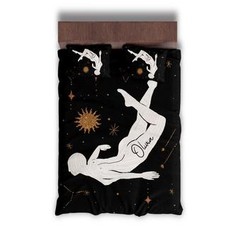 Custom Mystical Space Person Bedding Set, Custom Name, Celestial Bohomian, Personalized Boho 3 Pieces Bedding Set | Seseable CA