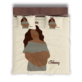 Custom Pregnant Mom Bedding Set, Custom Name, Bohemian Color, Personalized Boho 3 Pieces Bedding Set | Seseable CA