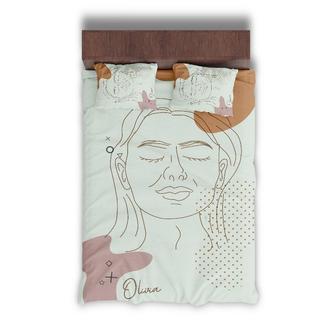 Custom Woman Art Pink Brown Bedding Set, Custom Name, Color Pieces, Boho Color, Personalized Boho 3 Pieces Bedding Set | Seseable CA