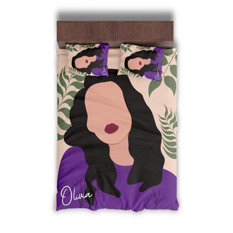 Custom Woman Long Hair Bedding Set, Custom Name, Boho Design, Personalized Boho 3 Pieces Bedding Set | Seseable CA