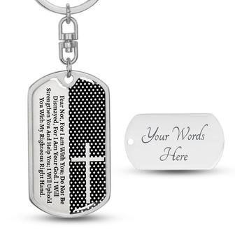 Custom Fear Not Cross Keychain With Back Engraving | Birthday Gifts For Him | Personalized Cross Dog Tag Keychain - Seseable