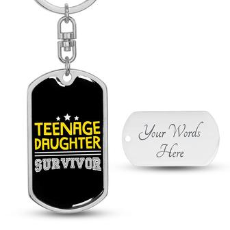 Custom Daughter Survivor Keychain With Back Engraving | Birthday | Personalized Dad And Daughter Dog Tag Keychain | Seseable CA