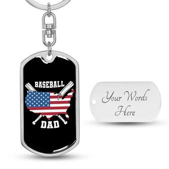 Custom Baseball Dad Keychain With Back Engraving | Birthday Gifts For Baseball Dad | Personalized Dad Dog Tag Keychain | Seseable CA