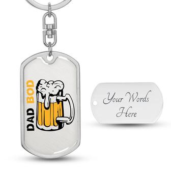 Custom Dad Bob Keychain With Back Engraving | Birthday Gifts For Dad | Beer | Personalized Dad Dog Tag Keychain - Seseable