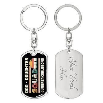Custom Dad Daughter Squad Keychain With Back Engraving | Birthday Gift | Personalized Dad Dog Tag Keychain - Seseable