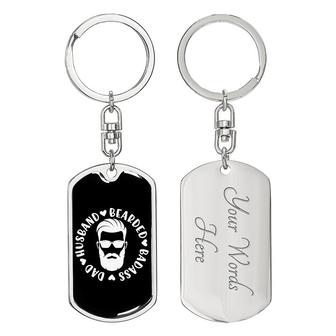 Custom Dad Husband Bearded Keychain With Back Engraving | Birthday Gift For Dad | Personalized Dad Dog Tag Keychain - Seseable