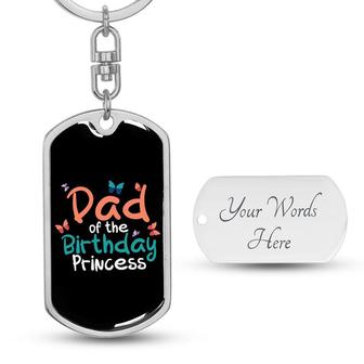 Custom Dad Of The Birthday Princess Keychain With Back Engraving | Birthday Gifts For Dad | Personalized Dad Dog Tag Keychain | Seseable CA