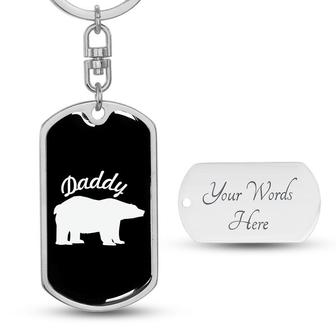 Custom Daddy Bear Baseball Keychain With Back Engraving | Cool Birthday Gift For Dad | Personalized Dad Dog Tag Keychain - Seseable