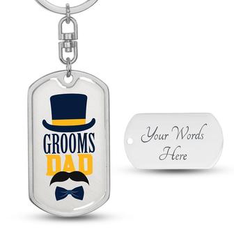 Custom Groom Dad Keychain With Back Engraving | Birthday Gift For Groom Dad | Personalized Dad Dog Tag Keychain - Seseable