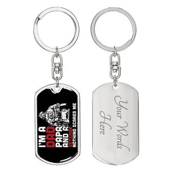 Custom I Am A Dad Papa And A Veteran Keychain With Back Engraving | Birthday Gift For Dad | Personalized Dad Dog Tag Keychain - Seseable