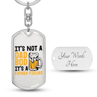Custom I Am Not Dad Bob It Is Father Figure Keychain With Back Engraving | Cool Birthday Gift | Personalized Dad Dog Tag Keychain - Seseable