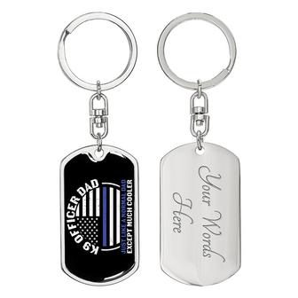 Custom K9 Officer Dad Keychain With Back Engraving | Birthday Gift For Dad | Personalized Dad Dog Tag Keychain - Seseable
