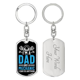 Custom Mechanic Dad Keychain With Back Engraving | Job Title | Birthday Gift For Dad | Personalized Dad Dog Tag Keychain | Seseable CA