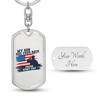 Custom Proud Army Dad Keychain With Back Engraving | Birthday Gift For Army Dad | Personalized Dad Dog Tag Keychain - Seseable