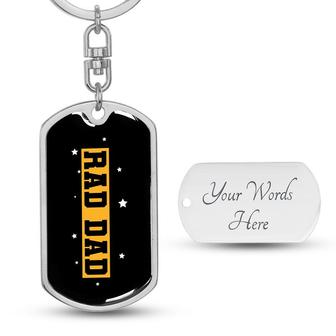 Custom Rad Dad Baseball Keychain With Back Engraving | Cool Birthday Gift For Dad | Personalized Dad Dog Tag Keychain - Seseable